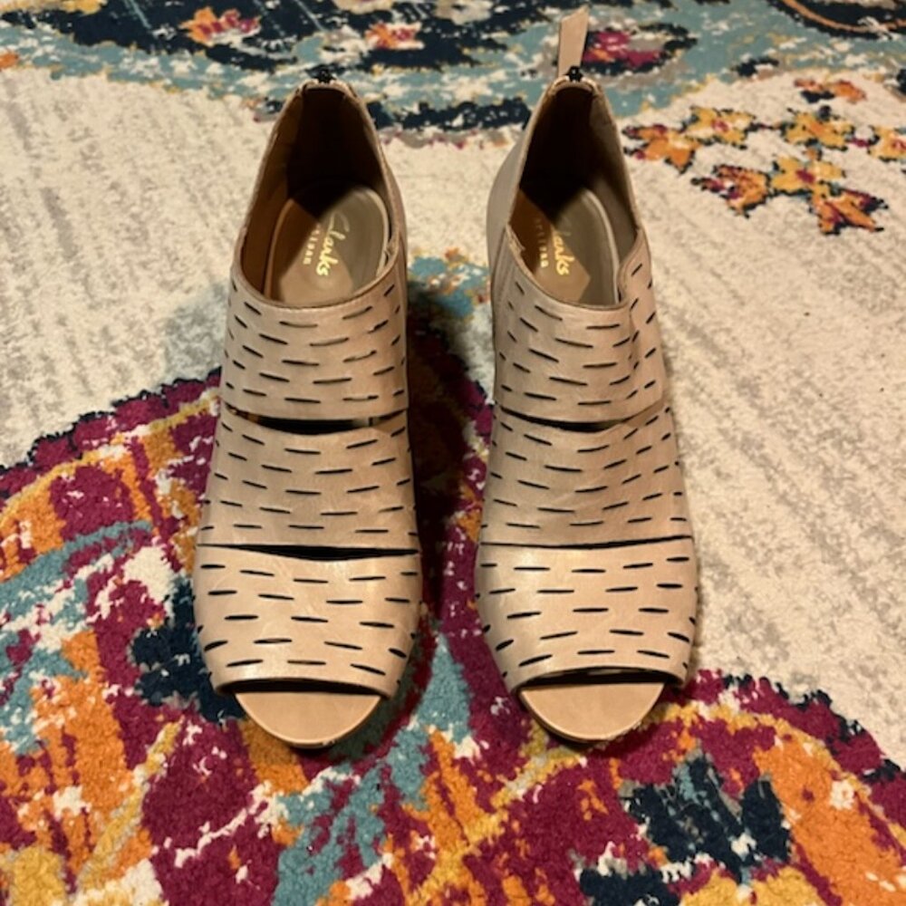 Tan Clarks Booties